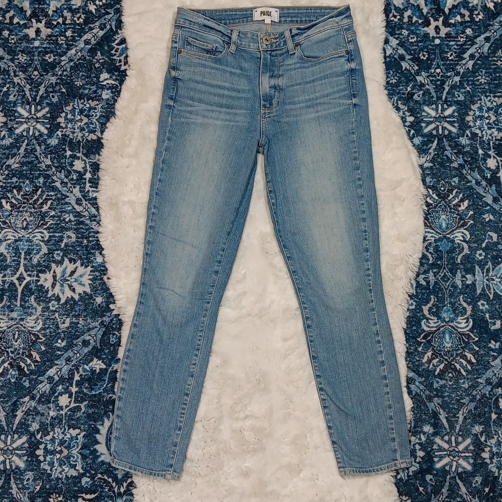 Paige Denim Hoxton ankle crop mid rise light wash jeans womens sz 27